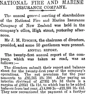 NATIONAL FIRE AND MARINE INSURANCE COMPANY. (Otago Daily Times 16-11-1894)