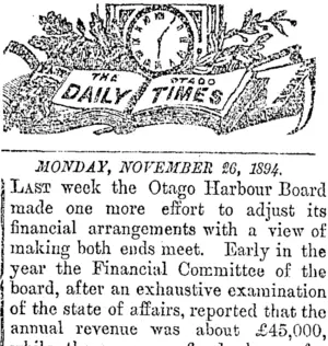 MONDAY, NOVEMBER 26, 1894. (Otago Daily Times 26-11-1894)