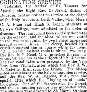 ORDINATION SERVICE. (Otago Daily Times 22-12-1894)