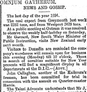 OMNIUM GATHERUM. (Otago Daily Times 31-12-1894)