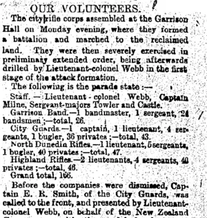 OUR VOLUNTEERS. (Otago Daily Times 17-1-1895)