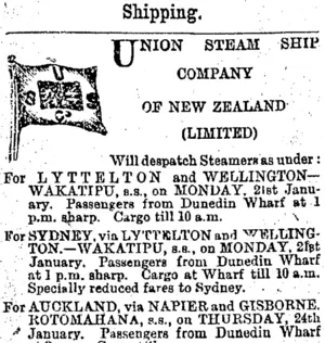Page 1 Advertisements Column 1 (Otago Daily Times 18-1-1895)