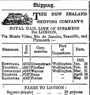 Page 1 Advertisements Column 3 (Otago Daily Times 18-1-1895)