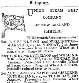 Page 1 Advertisements Column 3 (Otago Daily Times 19-1-1895)