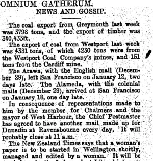 OMNIUM GATHERUM. (Otago Daily Times 28-1-1895)