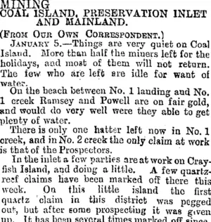 MINING. (Otago Daily Times 22-1-1895)