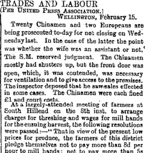 TRADES AND LABOUR. (Otago Daily Times 16-2-1895)