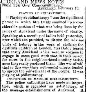 AUCKLAND NEWS NOTES,. (Otago Daily Times 16-2-1895)