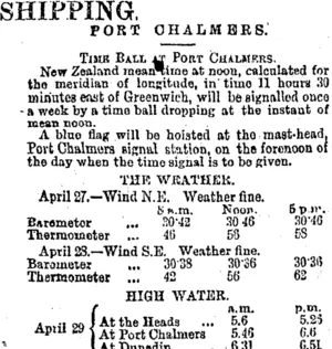 SHIPPING. (Otago Daily Times 29-4-1895)