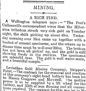 MINING. (Otago Daily Times 22-8-1895)