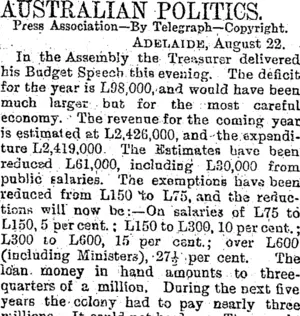 AUSTRALIAN POLITICS. (Otago Daily Times 23-8-1895)