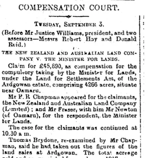 COMPENSATION COURT. (Otago Daily Times 4-9-1895)