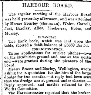 HARBOUR BOARD. (Otago Daily Times 27-9-1895)
