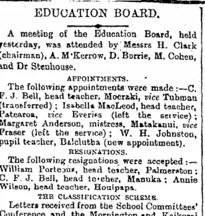 EDUCATION BOARD. (Otago Daily Times 18-10-1895)