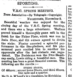 SPORTING. (Otago Daily Times 11-11-1895)