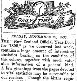 THE OTAGO DAILY TIMES FRIDAY, NOVEMBER 29, 1895. (Otago Daily Times 29-11-1895)