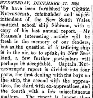 WEDNESDAY, DECEMBER 11,1895. (Otago Daily Times 11-12-1895)