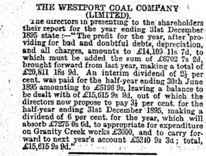 THE WESTPORT COAL COMPANY (LIMITED). (Otago Daily Times 24-1-1896)