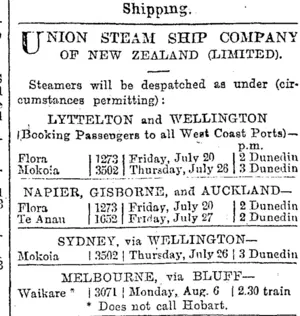 Page 1 Advertisements Column 2 (Otago Daily Times 19-7-1900)