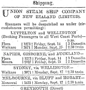 Page 1 Advertisements Column 2 (Otago Daily Times 10-9-1900)