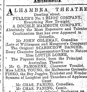 Page 1 Advertisements Column 8 (Otago Daily Times 26-9-1900)