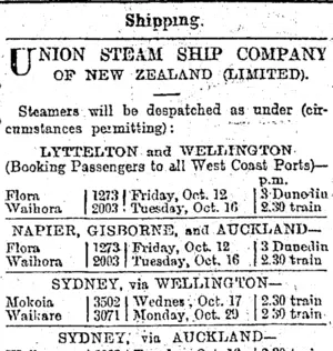 Page 1 Advertisements Column 2 (Otago Daily Times 9-10-1900)