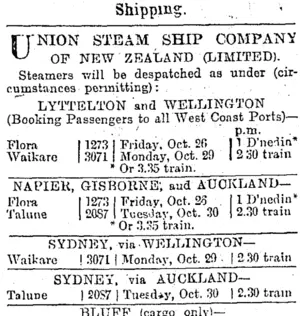 Page 1 Advertisements Column 2 (Otago Daily Times 25-10-1900)