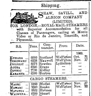 Page 1 Advertisements Column 1 (Otago Daily Times 23-10-1900)