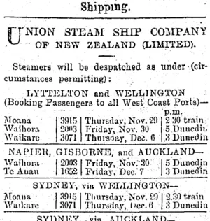 Page 1 Advertisements Column 2 (Otago Daily Times 29-11-1900)