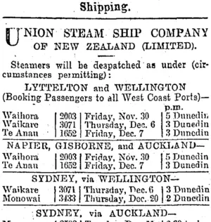 Page 1 Advertisements Column 2 (Otago Daily Times 30-11-1900)