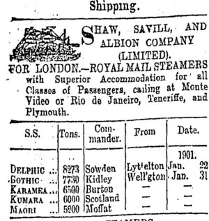 Page 1 Advertisements Column 1 (Otago Daily Times 14-1-1901)