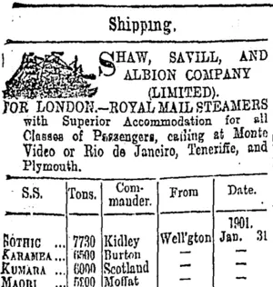 Page 1 Advertisements Column 1 (Otago Daily Times 23-1-1901)