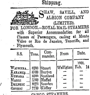 Page 1 Advertisements Column 1 (Otago Daily Times 8-2-1901)