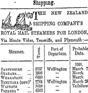 Page 1 Advertisements Column 3 (Otago Daily Times 26-2-1901)