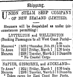Page 1 Advertisements Column 2 (Otago Daily Times 28-2-1901)