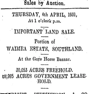 Page 12 Advertisements Column 4 (Otago Daily Times 9-3-1901)