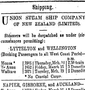 Page 1 Advertisements Column 2 (Otago Daily Times 14-3-1901)