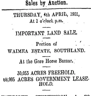 Page 12 Advertisements Column 3 (Otago Daily Times 16-3-1901)