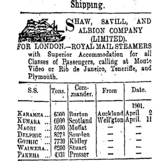 Page 1 Advertisements Column 1 (Otago Daily Times 18-3-1901)