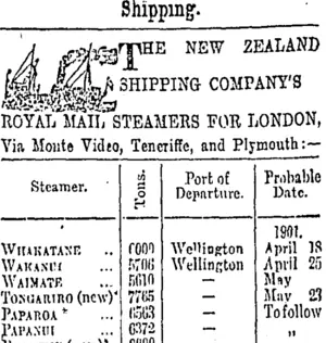 Page 1 Advertisements Column 3 (Otago Daily Times 30-3-1901)