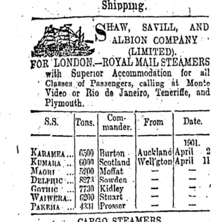 Page 1 Advertisements Column 1 (Otago Daily Times 2-4-1901)