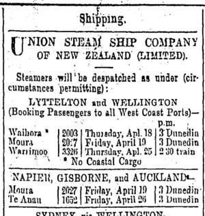 Page 1 Advertisements Column 2 (Otago Daily Times 18-4-1901)