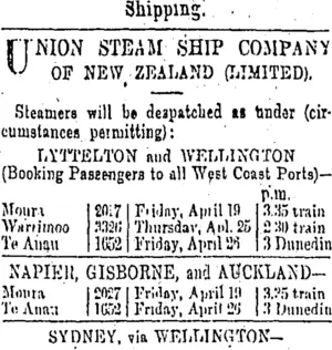 Page 1 Advertisements Column 2 (Otago Daily Times 19-4-1901)