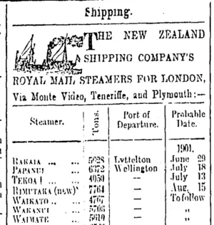 Page 1 Advertisements Column 3 (Otago Daily Times 29-6-1901)