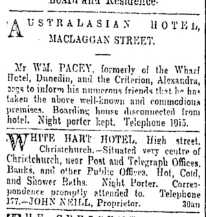 Page 2 Advertisements Column 1 (Otago Daily Times 26-7-1901)