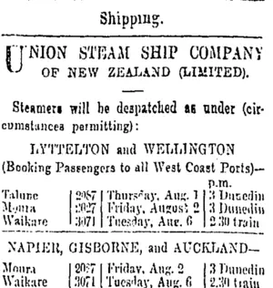 Page 1 Advertisements Column 2 (Otago Daily Times 31-7-1901)