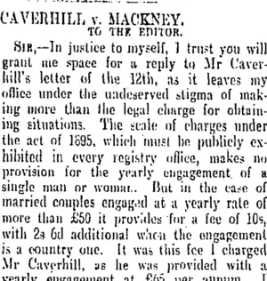 CAVERHILL v. MACKNEY, (Otago Daily Times 14-8-1901)