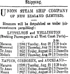 Page 1 Advertisements Column 2 (Otago Daily Times 20-8-1901)