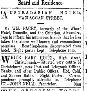 Page 2 Advertisements Column 1 (Otago Daily Times 13-9-1901)