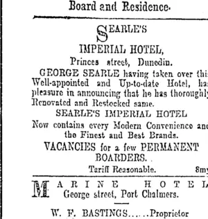 Page 2 Advertisements Column 1 (Otago Daily Times 7-10-1901)